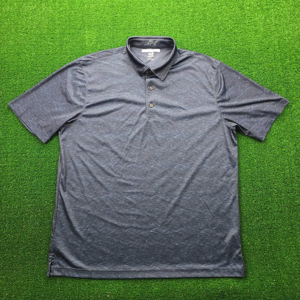 Greg Norman ML75 Polo Shirt Mens Large Blue Short Sleeve Play Dry Golf Casual